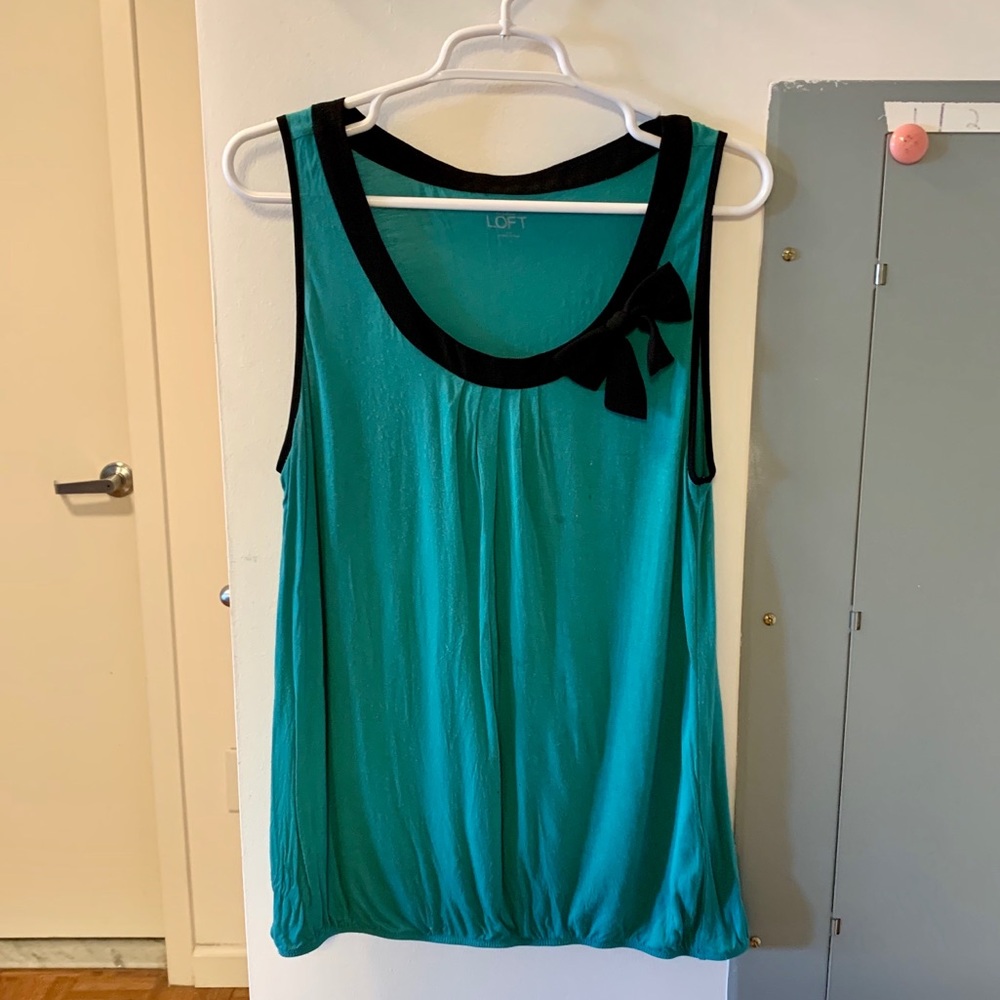Loft Green Bow Detail Blouse